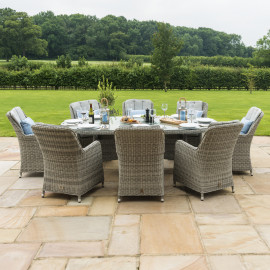 Oxford 8 Seat Oval Ice Bucket Dining Set with Venice Chairs Lazy Susan