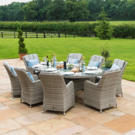 Oxford 8 Seat Oval Ice Bucket Dining Set with Venice Chairs Lazy Susan