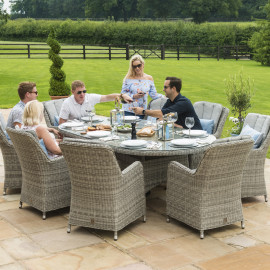 Oxford 8 Seat Oval Ice Bucket Dining Set with Venice Chairs Lazy Susan