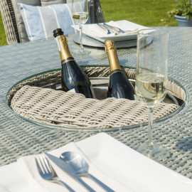 Oxford 8 Seat Oval Ice Bucket Dining Set with Venice Chairs Lazy Susan