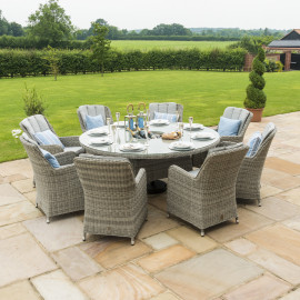 Oxford 8 Seat Oval Ice Bucket Dining Set with Venice Chairs Lazy Susan