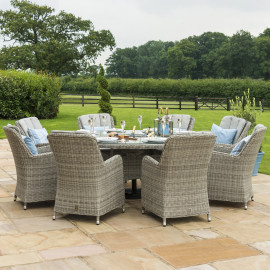 Oxford 8 Seat Oval Ice Bucket Dining Set with Venice Chairs Lazy Susan
