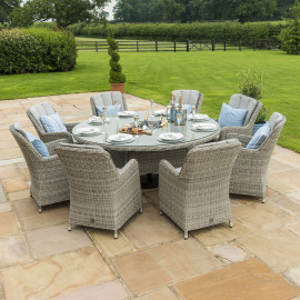 Oxford 8 Seat Oval Ice Bucket Dining Set with Venice Chairs Lazy Susan