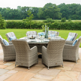 Oxford 8 Seat Oval Ice Bucket Dining Set with Venice Chairs Lazy Susan