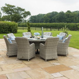 Oxford 8 Seat Oval Ice Bucket Dining Set with Venice Chairs Lazy Susan