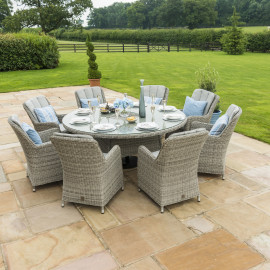 Oxford 8 Seat Oval Ice Bucket Dining Set with Venice Chairs Lazy Susan