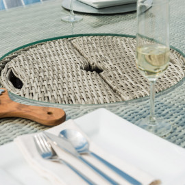 Oxford 8 Seat Oval Ice Bucket Dining Set with Venice Chairs Lazy Susan