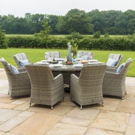 Oxford 8 Seat Oval Ice Bucket Dining Set with Venice Chairs Lazy Susan