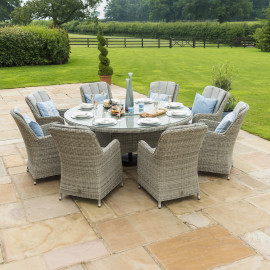Oxford 8 Seat Oval Ice Bucket Dining Set with Venice Chairs Lazy Susan
