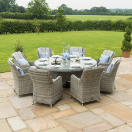 Oxford 8 Seat Oval Ice Bucket Dining Set with Venice Chairs Lazy Susan