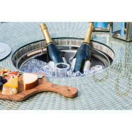 Oxford 8 Seat Oval Ice Bucket Dining Set with Venice Chairs Lazy Susan