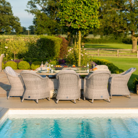 Oxford 8 Seat Oval Fire Pit Dining Set with Heritage Chairs