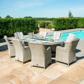 Oxford 8 Seat Oval Fire Pit Dining Set with Venice Chairs