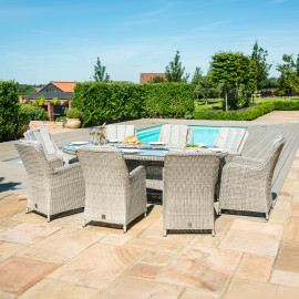 Oxford 8 Seat Oval Fire Pit Dining Set with Venice Chairs