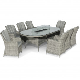 Oxford 8 Seat Oval Fire Pit Dining Set with Venice Chairs