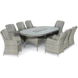 Oxford 8 Seat Oval Fire Pit Dining Set with Venice Chairs