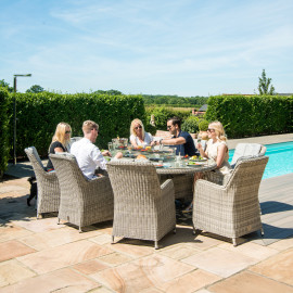 Oxford 8 Seat Oval Fire Pit Dining Set with Venice Chairs