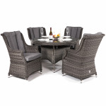 Victoria 4 Seat Round Dining Set with Square Chairs