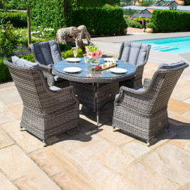 Victoria 4 Seat Round Dining Set with Square Chairs