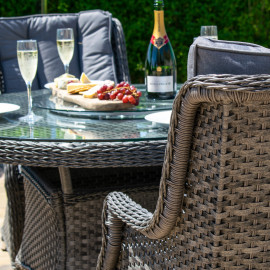 Victoria 4 Seat Round Dining Set with Square Chairs