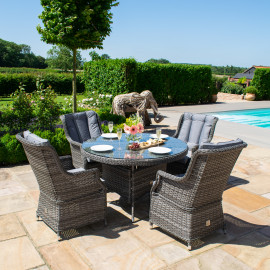 Victoria 4 Seat Round Dining Set with Square Chairs