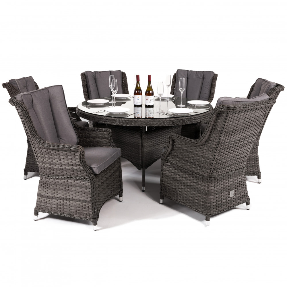 Victoria 6 Seat Round Dining Set with Square Chairs