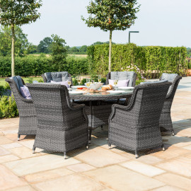 Victoria 6 Seat Round Dining Set with Square Chairs