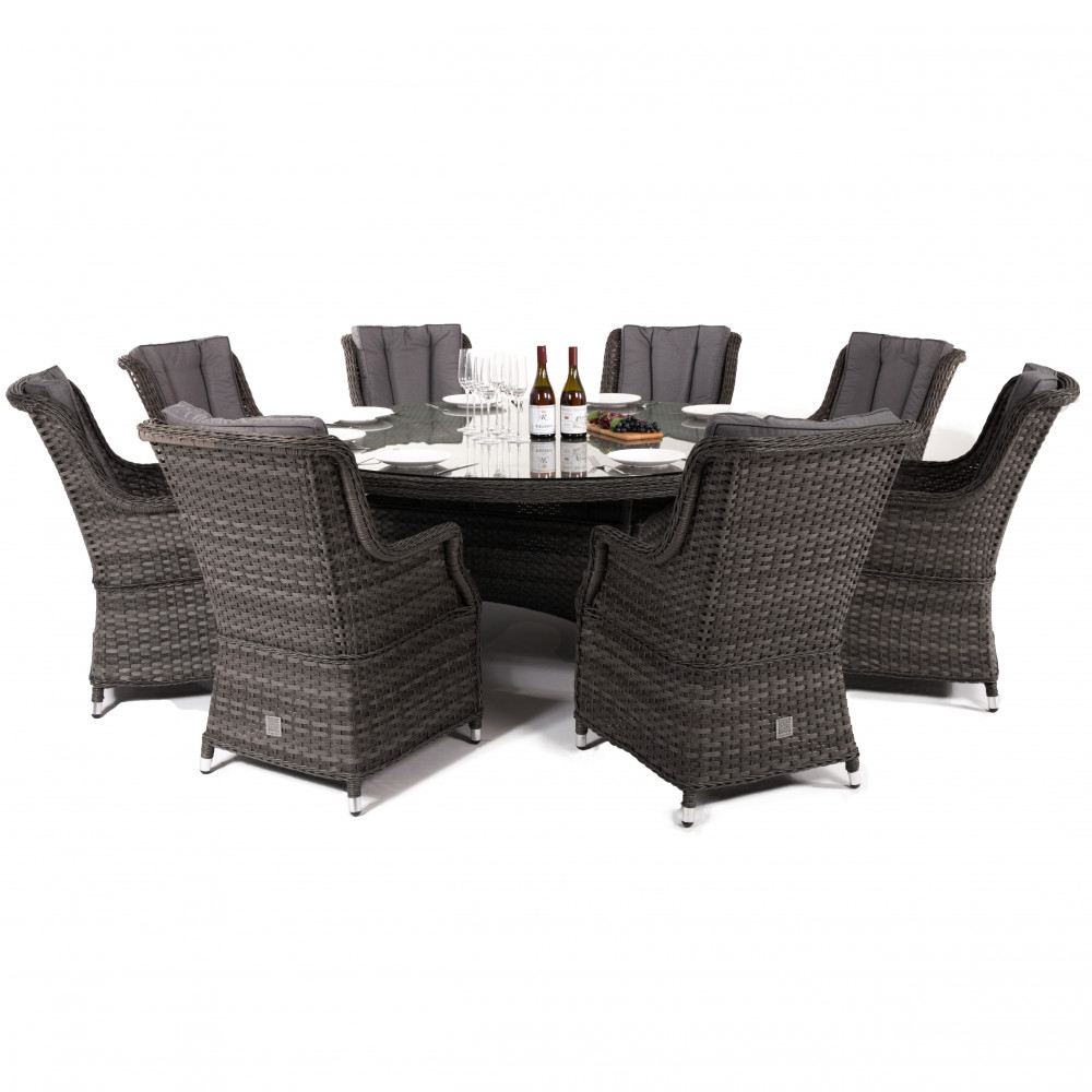 Victoria 8 Seat Round Dining Set with Square Chairs