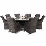 Victoria 8 Seat Round Dining Set with Square Chairs