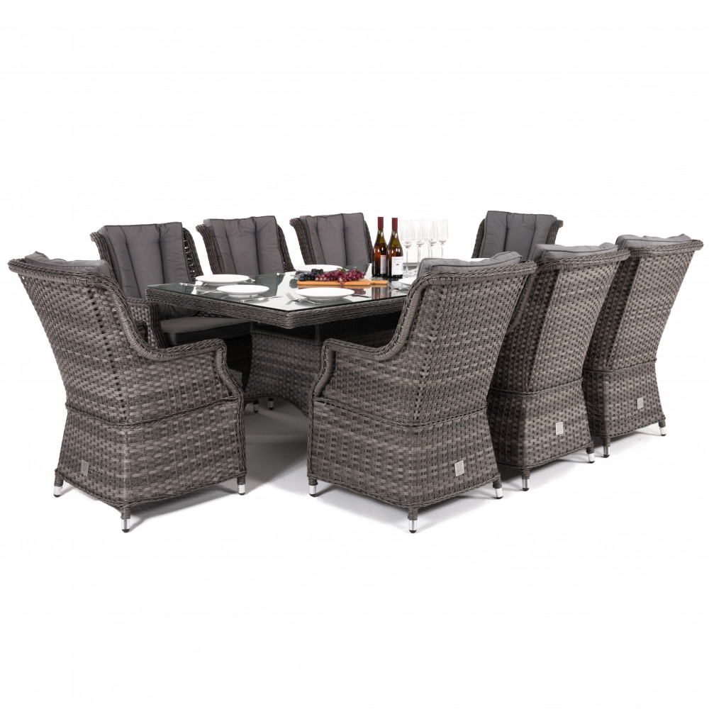 Victoria 8 Seat Rectangle Dining Set with Square Chairs