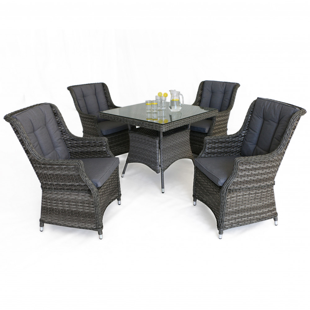Victoria 4 Seat Square Dining Set with Square Chairs