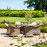 Winchester 6 Seat Round Fire Pit Dining Set with Heritage Chairs and Lazy Susan