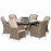 Winchester 6 Seat Round Fire Pit Dining Set with Venice Chairs and Lazy Susan