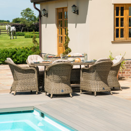 Winchester 6 Seat Oval Fire Pit Dining Set with Heritage Chairs