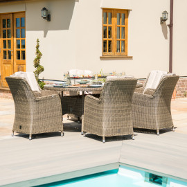 Winchester 6 Seat Oval Fire Pit Dining Set with Venice Chairs