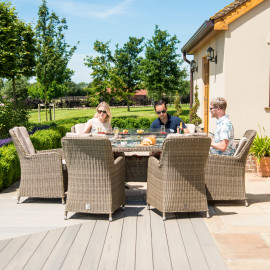 Winchester 6 Seat Oval Fire Pit Dining Set with Venice Chairs
