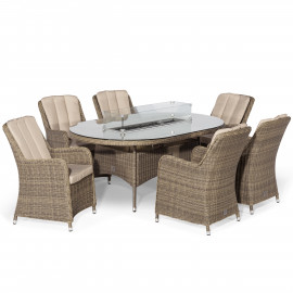 Winchester 6 Seat Oval Fire Pit Dining Set with Venice Chairs