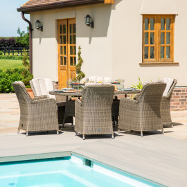 Winchester 6 Seat Oval Fire Pit Dining Set with Venice Chairs