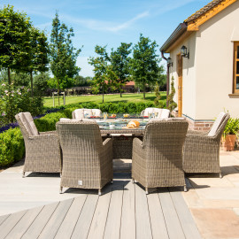 Winchester 6 Seat Oval Fire Pit Dining Set with Venice Chairs