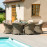 Winchester 8 Seat Round Fire Pit Dining Set with Heritage Chairs and Lazy Susan