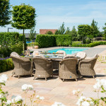 Winchester 8 Seat Oval Fire Pit Dining Set with Heritage Chairs
