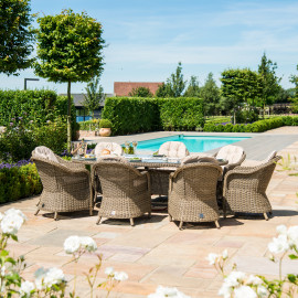 Winchester 8 Seat Oval Fire Pit Dining Set with Heritage Chairs