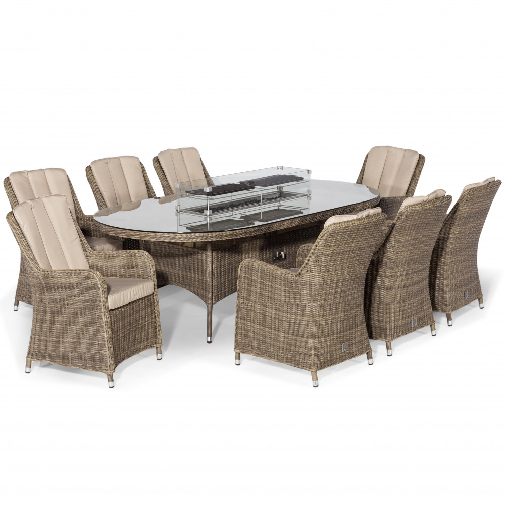 Winchester 8 Seat Oval Fire Pit Dining Set with Venice Chairs