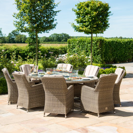 Winchester 8 Seat Oval Fire Pit Dining Set with Venice Chairs