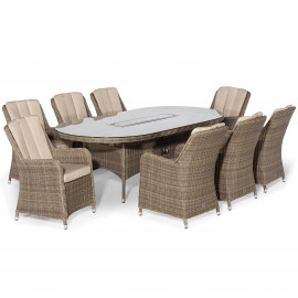 Winchester 8 Seat Oval Fire Pit Dining Set with Venice Chairs