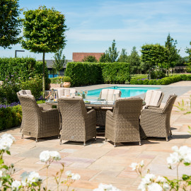 Winchester 8 Seat Oval Fire Pit Dining Set with Venice Chairs