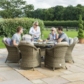 Winchester 6 Seat Round Ice Bucket Dining Set with Heritage Chairs Lazy Susan