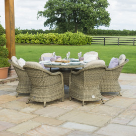 Winchester 6 Seat Round Ice Bucket Dining Set with Heritage Chairs Lazy Susan