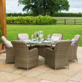 Winchester 6 Seat Round Ice Bucket Dining Set with Venice Chairs Lazy Susan