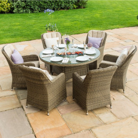 Winchester 6 Seat Round Ice Bucket Dining Set with Venice Chairs Lazy Susan